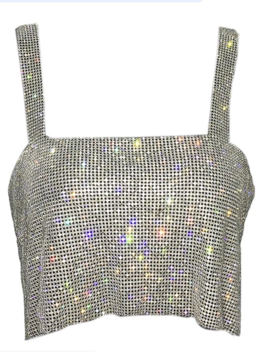 Silver Sequin Tank Crop Top